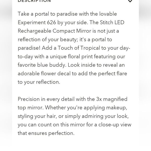 Impressions X Disney Stitch LED Rechargeable Compact Mirror- Coral - Picture 4 of 8